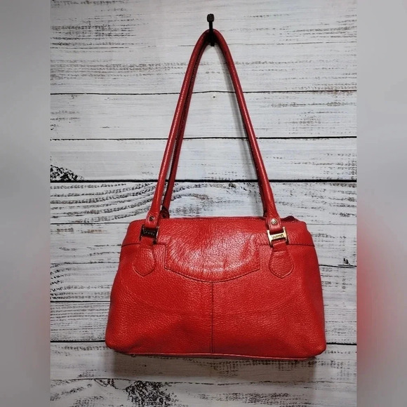 Valentina Handbag‎ in Red Large Made in Italy Genuine Pebbled Leather Luxury - Picture 1 of 11